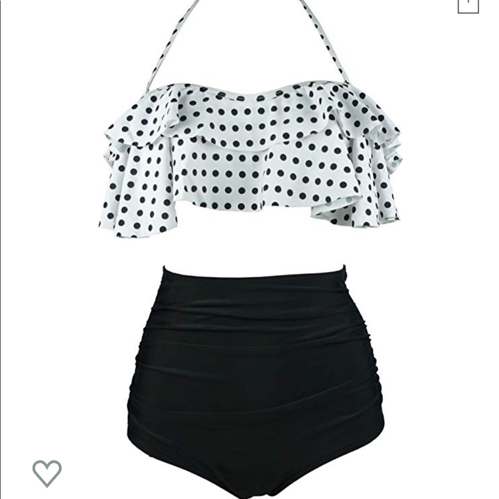 Black and White Polka Dot Vintage Style Swim Set